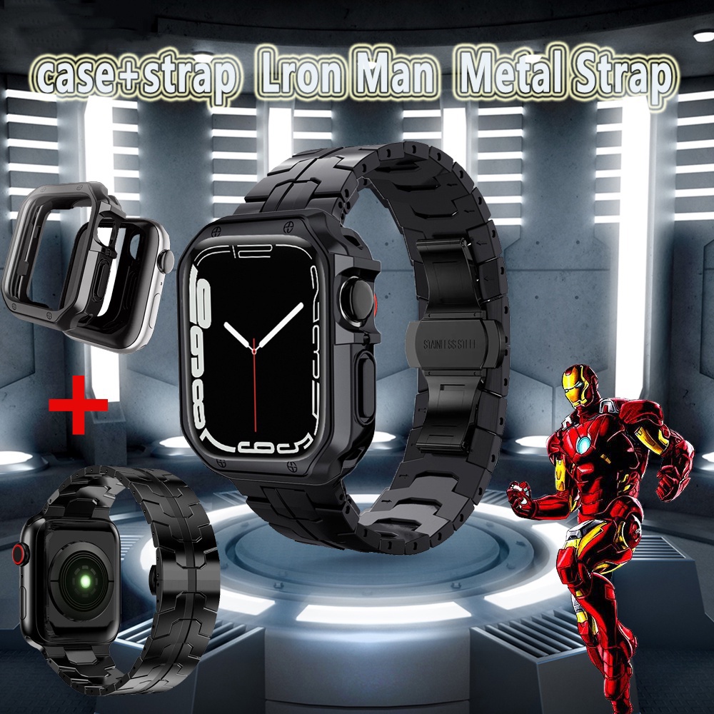 Dây Đeo Inox + TPU Mềm 45mm 41mm Cho Đồng Hồ Thông Minh Apple Watch series 3 4 5 SE 6 7 44mm 42mm 40mm 38mm