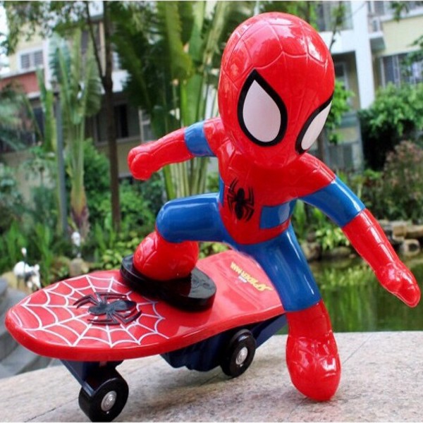 Đồ chơi người nhện lướt ván cho trẻ dùng pin tự quay đầu Siêu nhân nhện trượt patin DC025