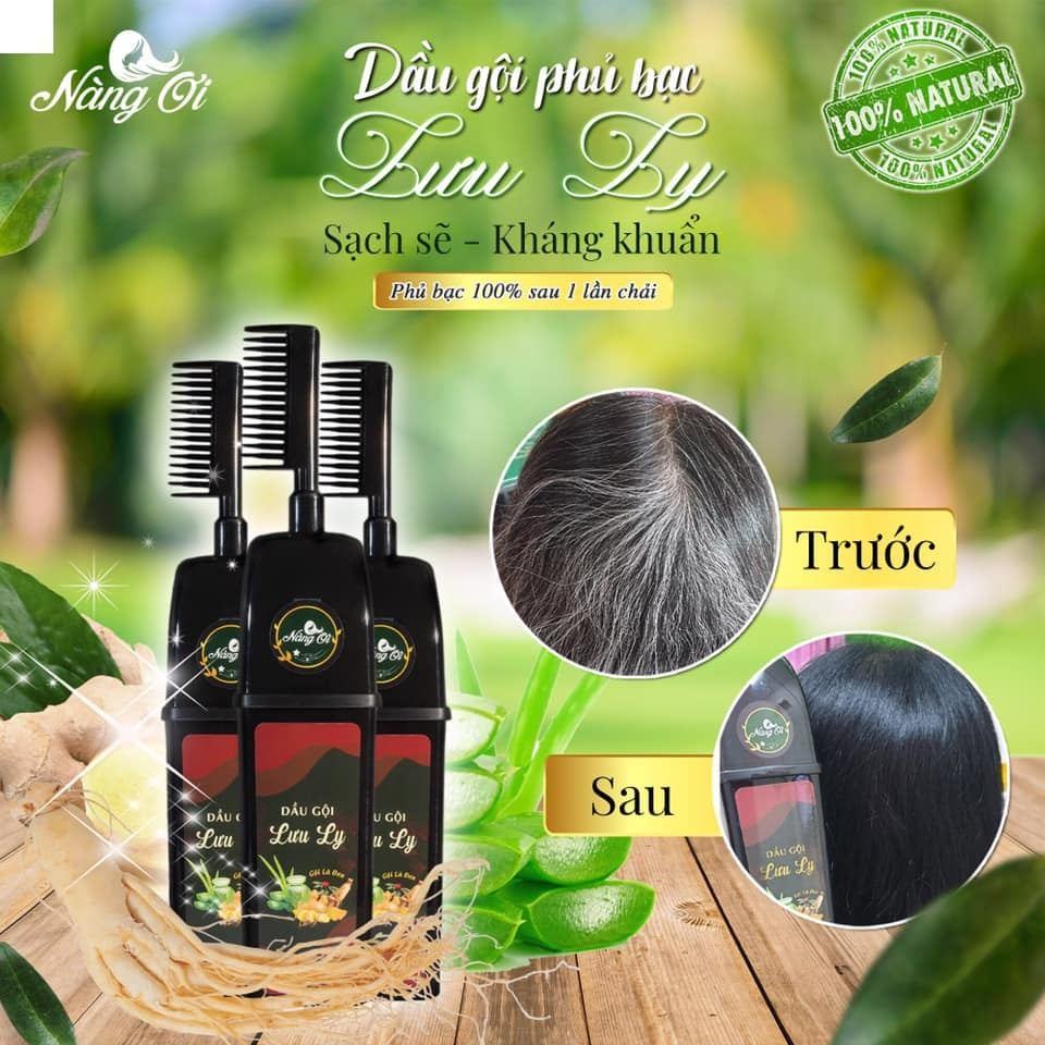 Dầu Gội Phủ Bạc Lưu Ly Giúp Tóc Nâu Tự Nhiên Chiết Xuất Thảo Dược Nàng Ơi 300ml