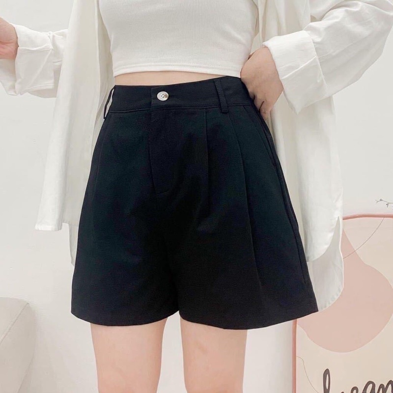 [Hàng đẹp Loại 1]Quần Short Nữ KaKi Cài Cúc Cạp Cao Năng Động Trẻ Trung Dễ Mix Đồ Bơ Store