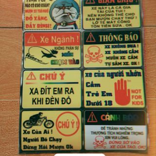 Decal,tem cảnh báo mini dán xe