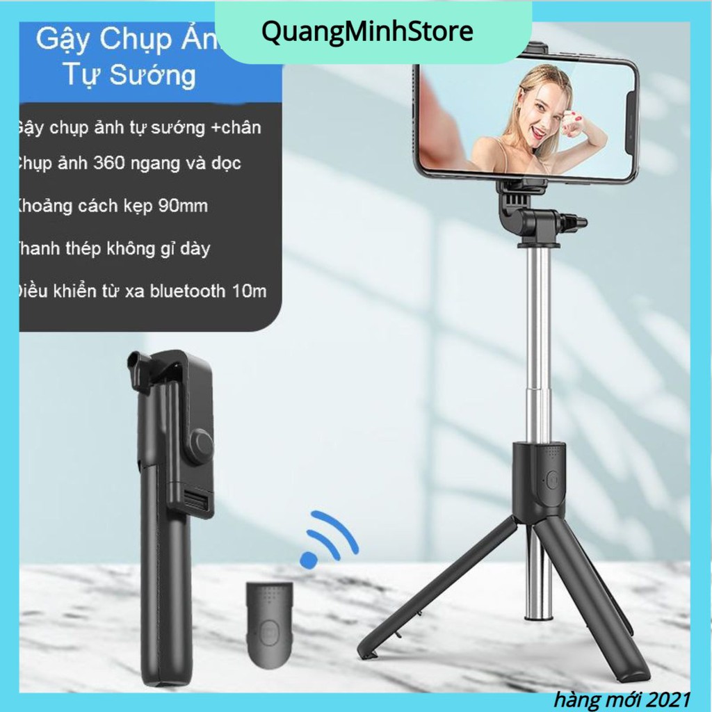 Gậy tự sướng đa năng bluetooth Selfie Stick Tripod R1'  + Giá đỡ điện thoại 3 chân + Remote Bluetooth