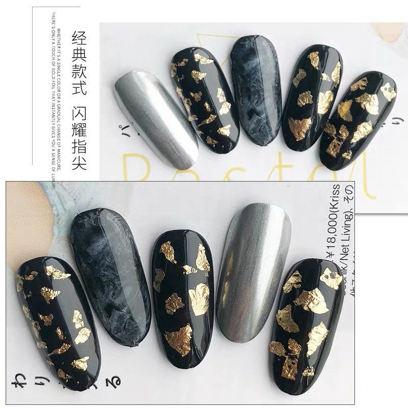 [SIÊU RẺ] Giấy nhún nail vàng bạc 4 màu trang trí móng tay (12 hũ)