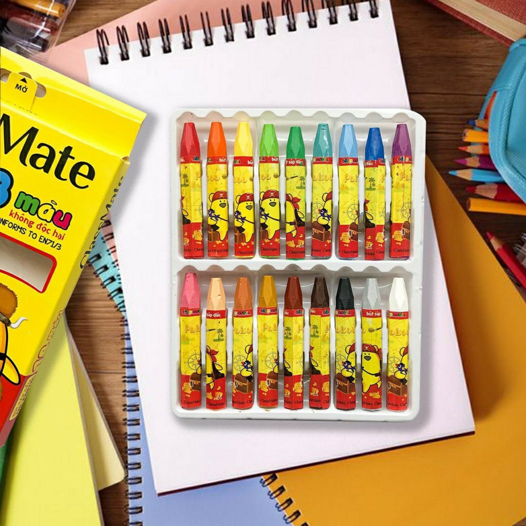 Hộp bút sáp dầu CLASMATE 12, 18, 24 màu - Hàng chính hãng