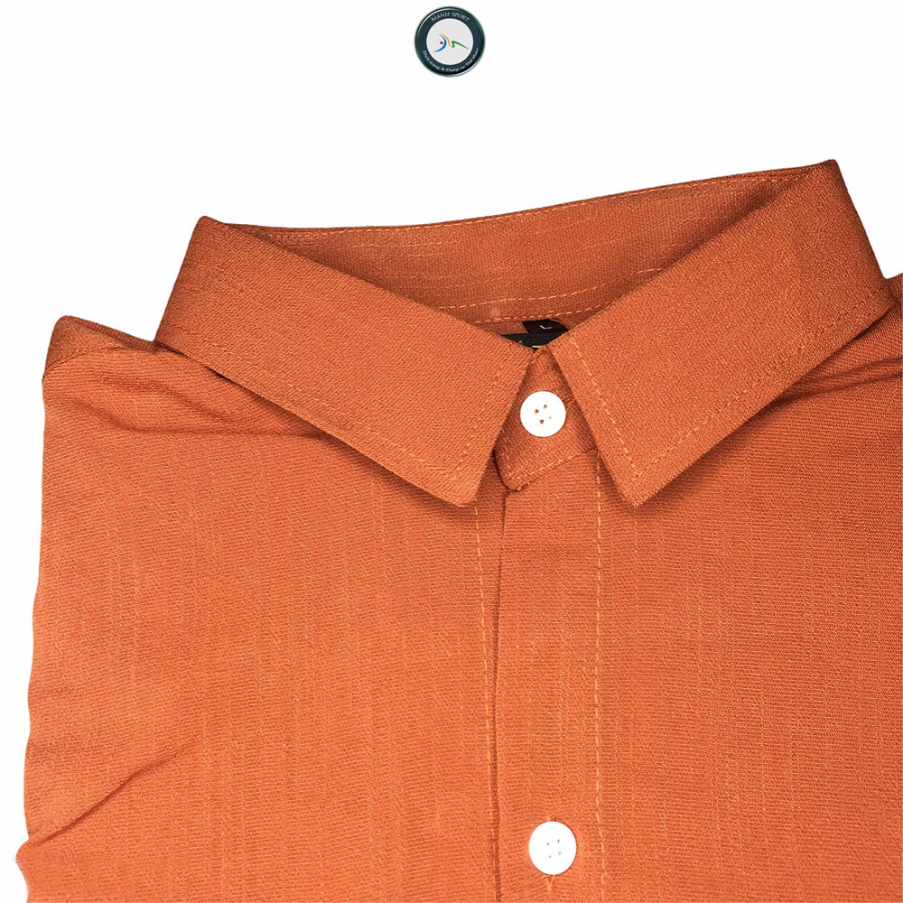 Áo Sơ Mi Nam Dài Tay Màu Cam Đất Có Túi Chất Vải Đũi Xước Chống Nhăn Form Body [11] | BigBuy360 - bigbuy360.vn