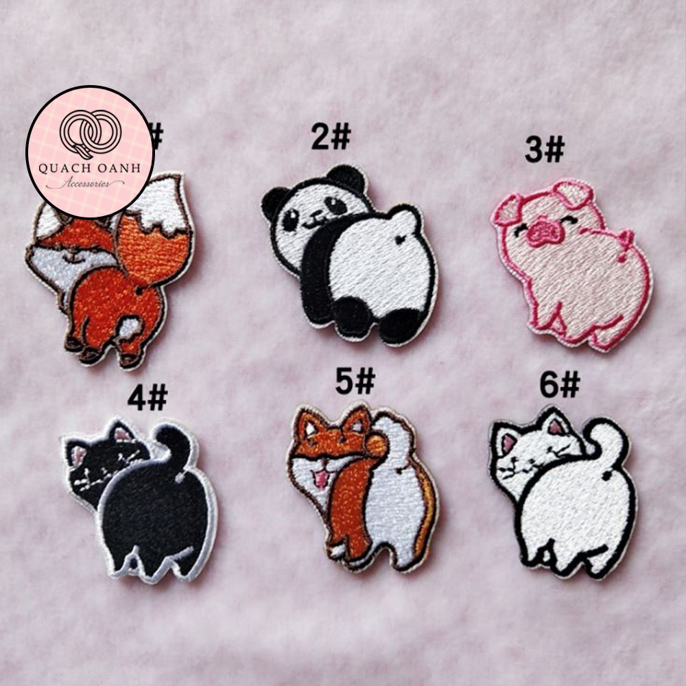 Sticker nhãn dán vải thêu hình động vật nhỏ dễ thương trang trí sổ, vở, mũ bảo hiểm - ST19