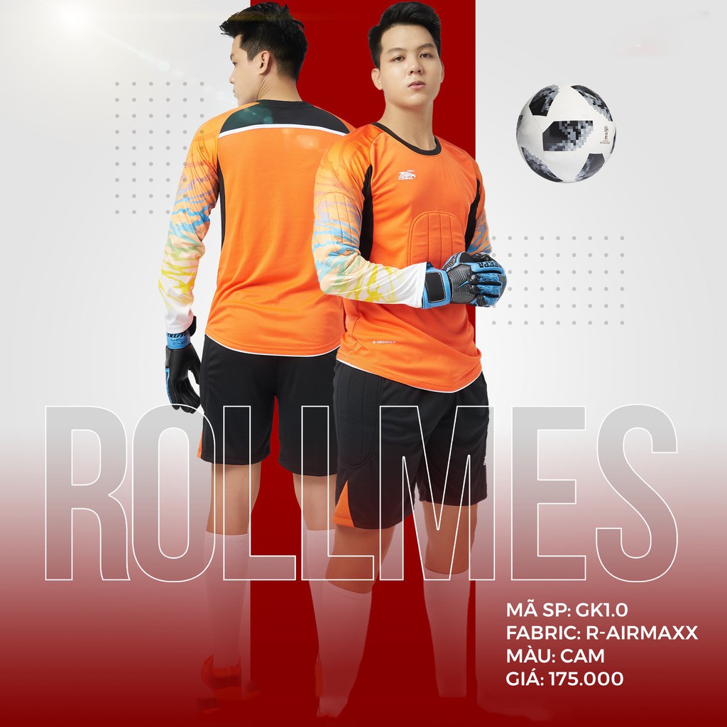 Áo thủ môn không logo thiết kế RIKI - ROLLMES vải mè R-Airmaxx cao cấp 5 màu