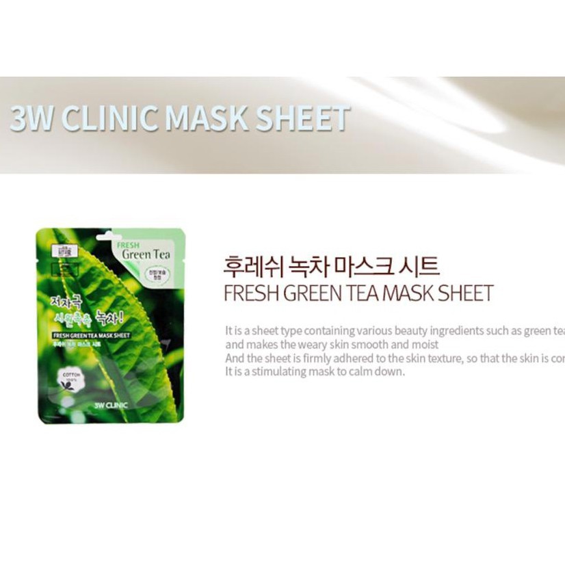 Mặt Nạ 3W CLINIC Dưỡng Da Sáng Da, Cấp Ẩm FRESH MASK SHEET 23ml