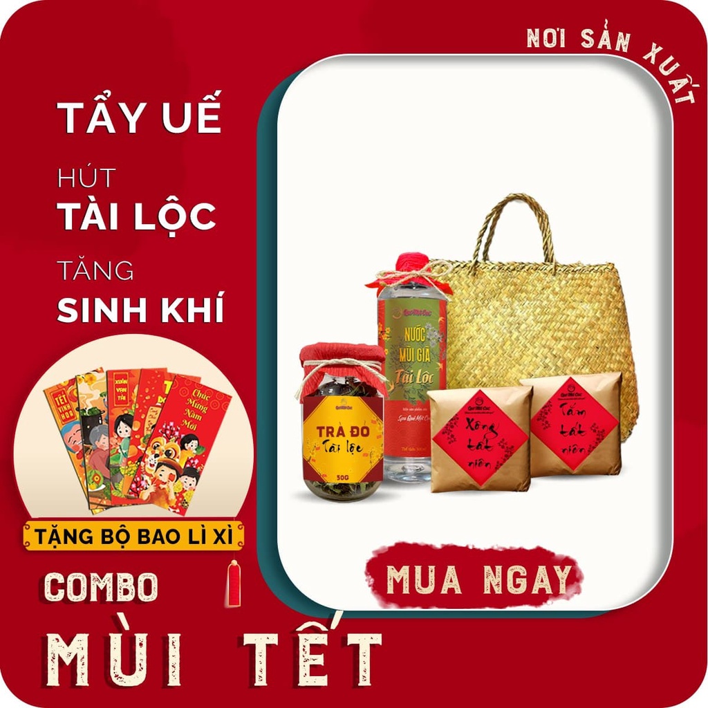 Xông tắm tất niên [ĐANG ƯU ĐÃI]; combo mùi Tết 4 món tăng cường may mắn, tài lộc &amp; thịnh vượng QUÊ MỘT CỤC (handmade)