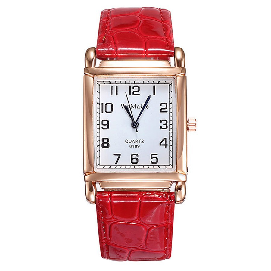 [Mã FASHIONT4FA2 giảm 10K đơn 50K] Đồng hồ Quartz Analog mặt vuông phối dây đeo bằng da giả thanh lịch thời trang