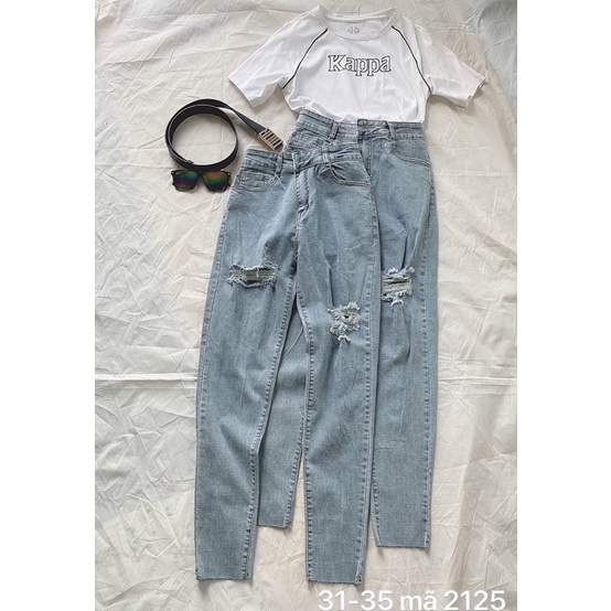 Quần jean nữ rách lưng cao siêu co giãn hàng VNXK bigsize đến 80kg MS2125 thời trang 2KJEAN