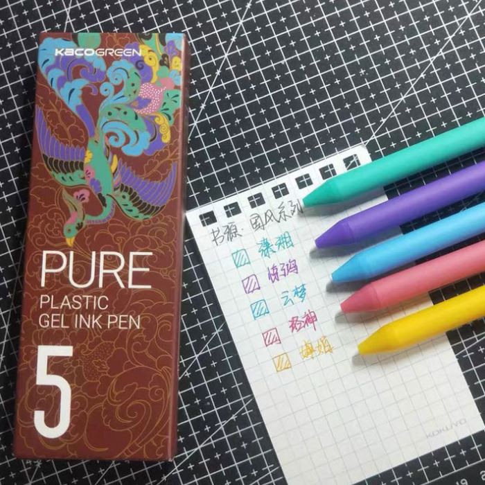 Bộ 5 Bút Gel 5 Màu KACO PURE - Set màu Phoenix (Fenghua) - Ngòi 0.5mm