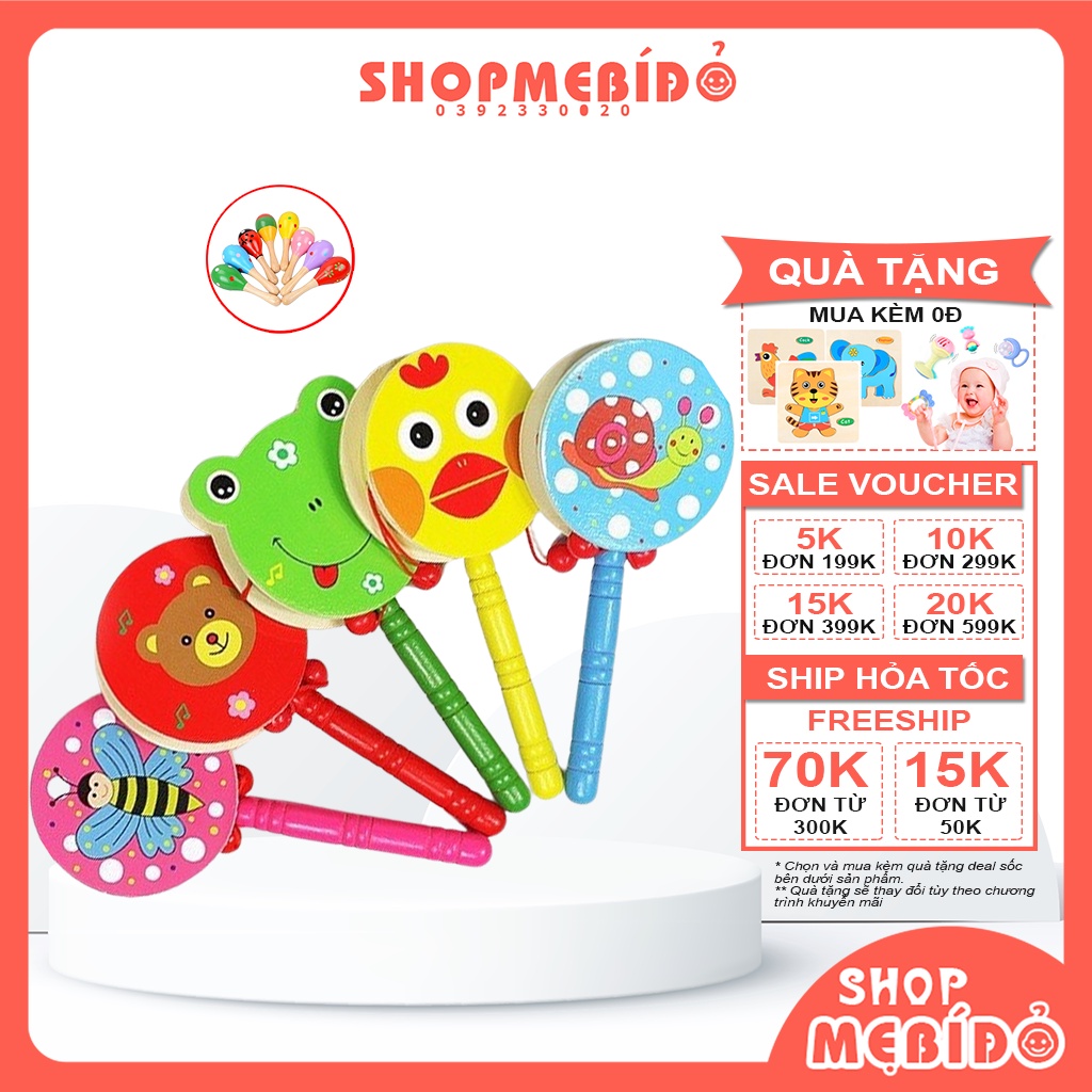 Xúc Xắc Lục Lạc Trống Gỗ Phát Triển Trí Tuệ Và Giác Quan Dễ Thương Cho Bé PK16