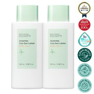 [ 1 + 1 ] Round Around Greentea Cica Sun Lotion 100ml SPF50+ PA+++ kem chống nắng