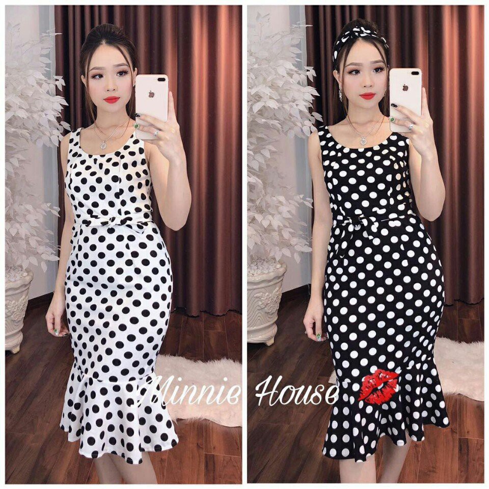 ĐẦM BODY CHẤM BI ĐUÔI CÁ D29067130 ( 2 màu )