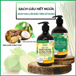 [Chính hãng ONA global]Cặp dầu gội xả hữu cơ gừng dừa - cỏ cây hoa lá VN, đánh bay gàu, ngứa