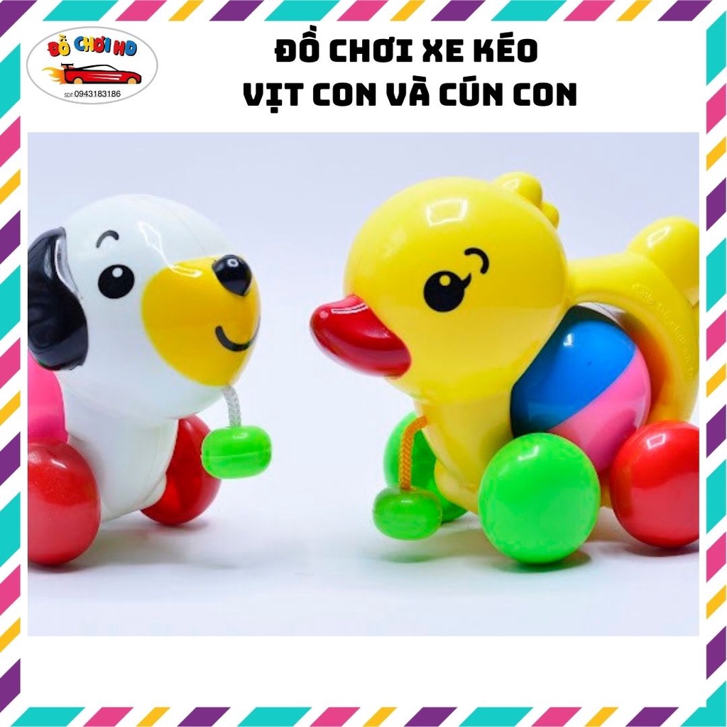 Đồ chơi cho bé 1 tuổi xe kéo lục lạc cho bé hình cun con và vịt con(735)