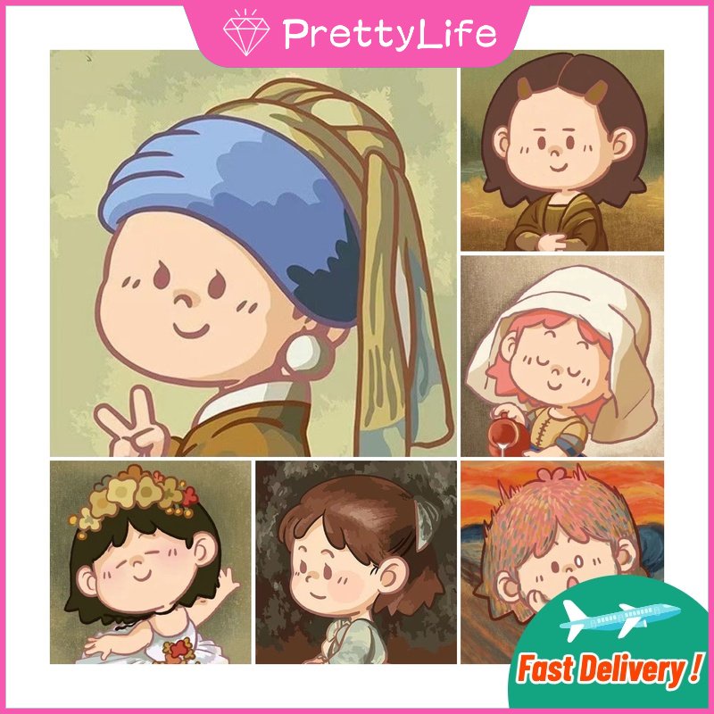 Bộ Tranh Đính Đá 5D Tự Làm 30x30cm / 40x40cm / 50x50cm Hình Nhân Vật Hoạt Hình Dễ Thương Trang Trí Nhà Cửa