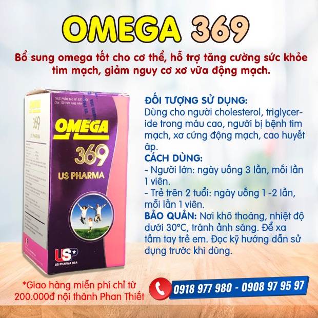 OMEGA 369 - Bổ sung omega tốt cho cơ thể, hỗ trợ tăng cường sức khỏe tim mạch, hỗ trợ giảm nguy cơ xơ vữa động mạch.