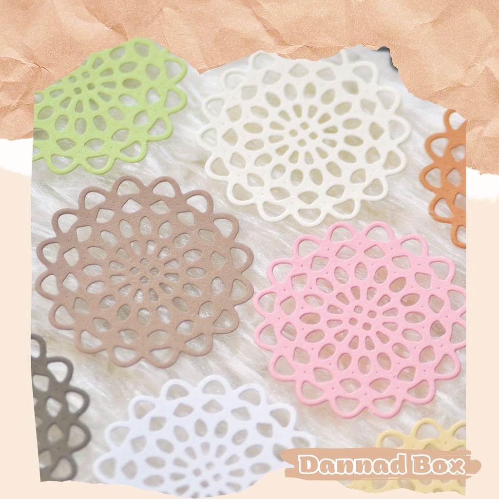 Set 12 Diecut Paper Cutting Tròn Doily Trang Trí Journal Scrapbook DIY