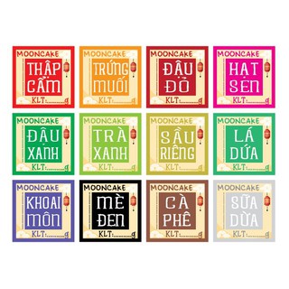70 Tem Bánh Trung Thu (2.5cm) Decal Giấy Bóng, Decal Giấy Kraft, Decal Giấy Tráng Bạc, Tem Trứng, Tem Đặc Biệt+Bế sẵn