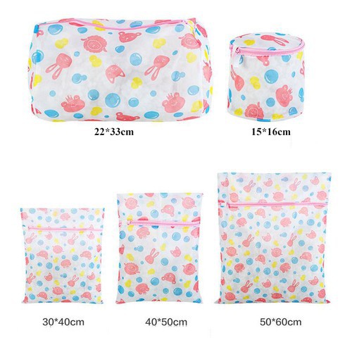 Set 5 túi lưới cao cấp đựng quần áo trong máy giặt nhiều cỡ, túi đựng đồ đi du lịch tiện lợi đa năng