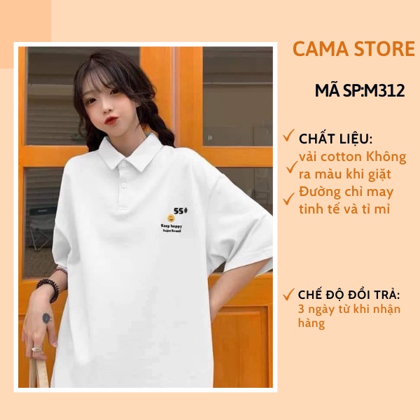Áo polo nữ unisex tay lỡ form rộng với hình in siêu sắc nét CaMa Store M312