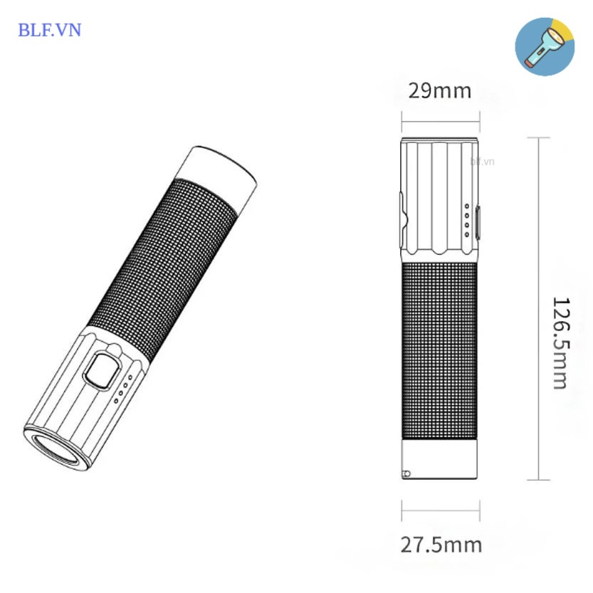 Đèn pin NEXTOOL 1200lm TIR 21700 USB-C sạc dự phòng