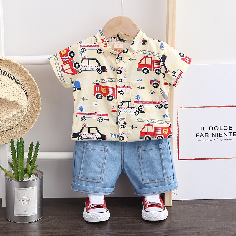 [XẢ KHO] BSN2⚡Size 80-110 (6-18kg)⚡bộ Áo sơ mi chất đẹp + Quần Jean cho bé⚡HÀNG QUẢNG CHÂU⚡