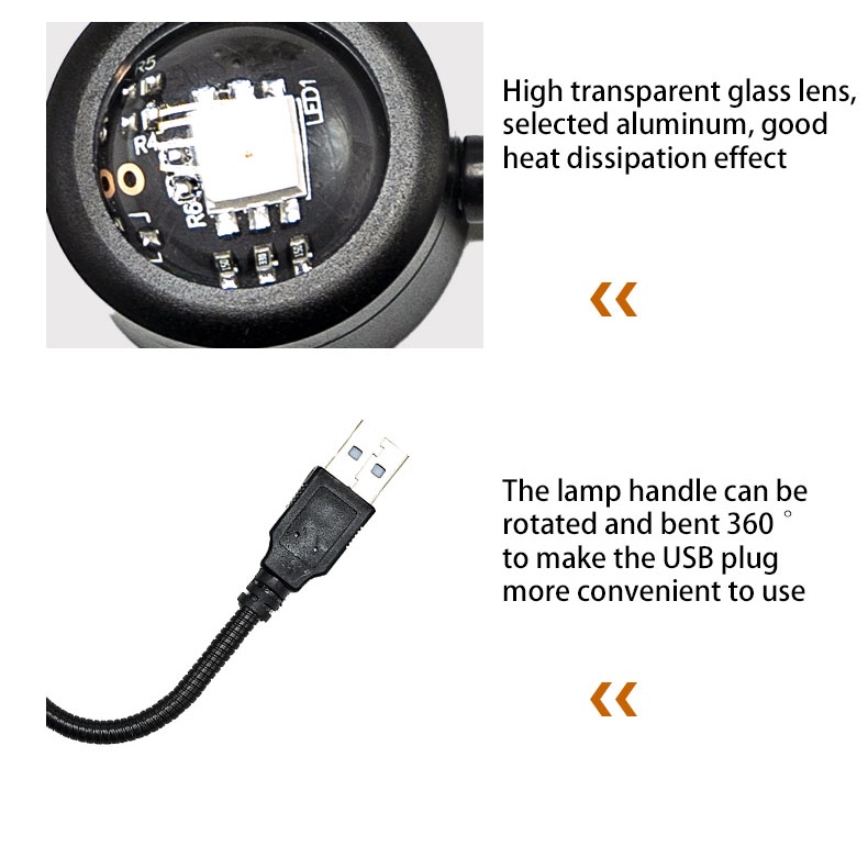 Đèn LED Tròn Chiếu Ánh Sáng Mặt Trời Đầy Màu Sắc Cổng USB Có Thể Điều Chỉnh