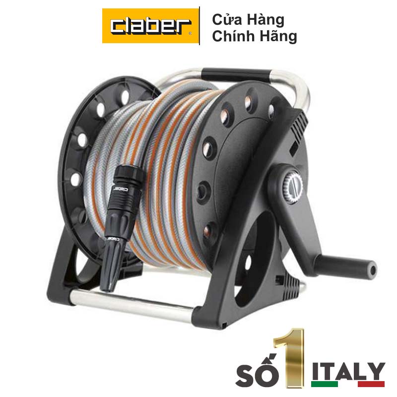 Bộ Cuộn Ống Tưới Cây Claber Aquapony 8884 ,15m ống phi 12mm, 4 khớp nối nhanh, Tặng thêm vòi tưới cao cấp