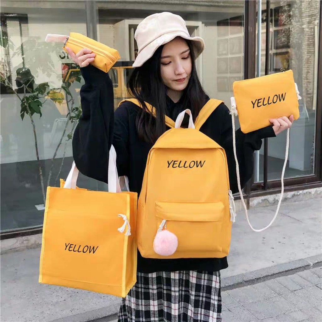 [Mã FASHIONT4WA2 giảm 10K đơn từ 50K] Set 4 món Balo kèm túi ví - COLOR