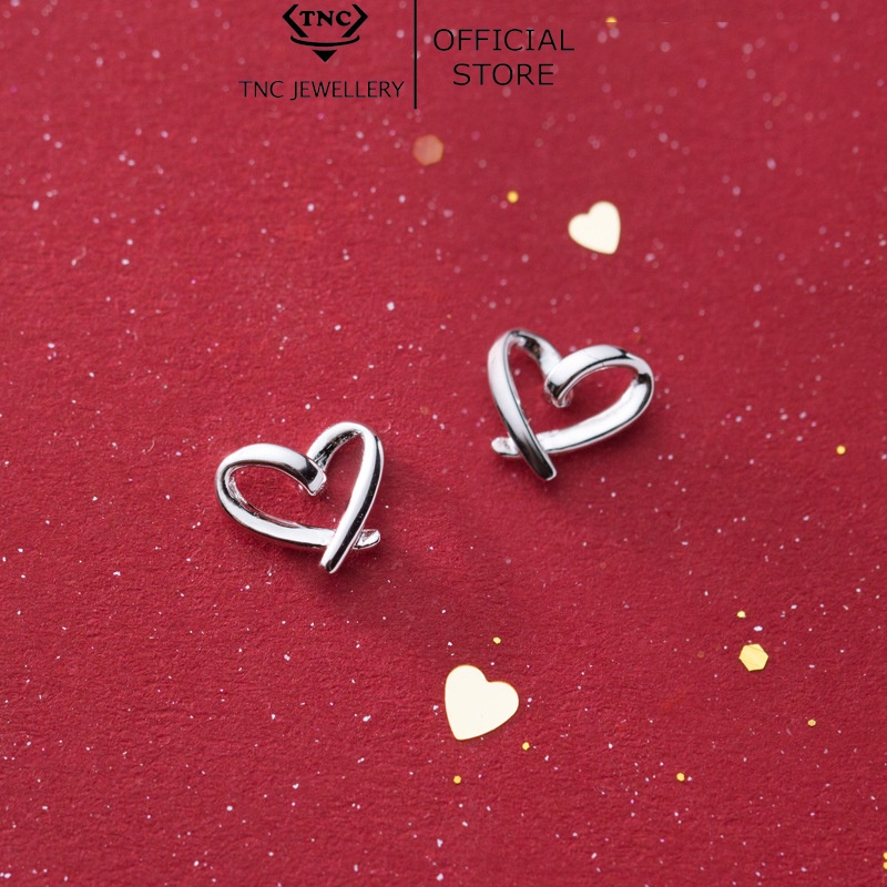Bông Tai Trái Tim Trơn Bạc Cao Cấp Bạc Ý 925 TNC JEWELLERY
