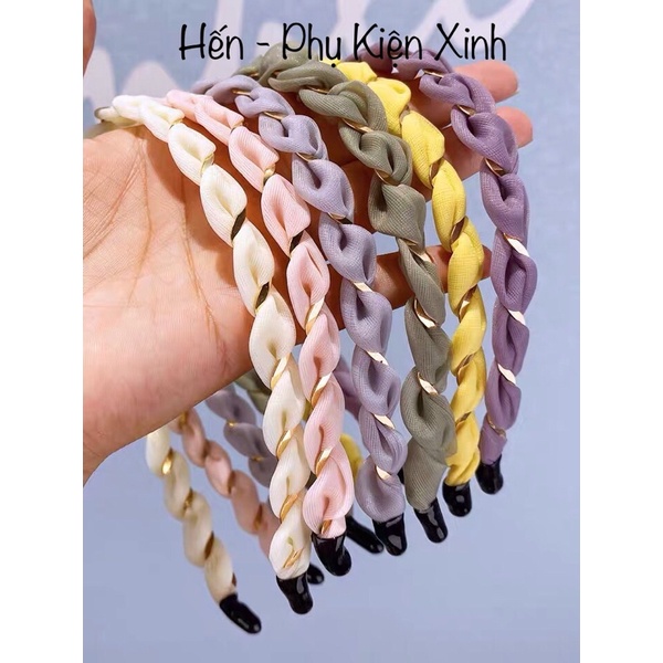 Bờm xoắn kim loại kèm vải lưới phong cách tiểu thư hàng Quảng Châu nhiều màu