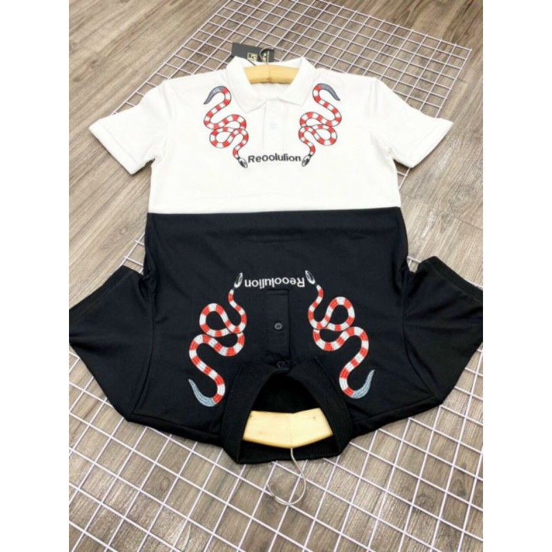 [ SALE - FREE SHIP ] Áo thun có cổ nam nữ thêu hình rắn phong thủy cực ngầu, 100% vải cotton co dãn 4 chiều | BigBuy360 - bigbuy360.vn