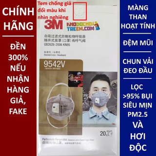 1 CÁI khẩu trang 3M 9542V KN95 N95 P2 FFP2 than hoạt tính lọc 95% khí độc bụi siêu mịn van thở lọc khí chun vải mềm