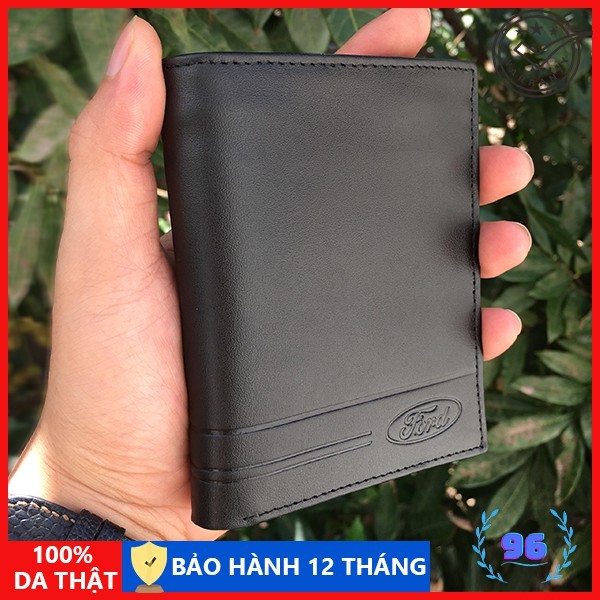 Ví nam da bò thật cao cấp dáng đứng, bóp nam dập logo, VSM003 [Da bò thật 100%]