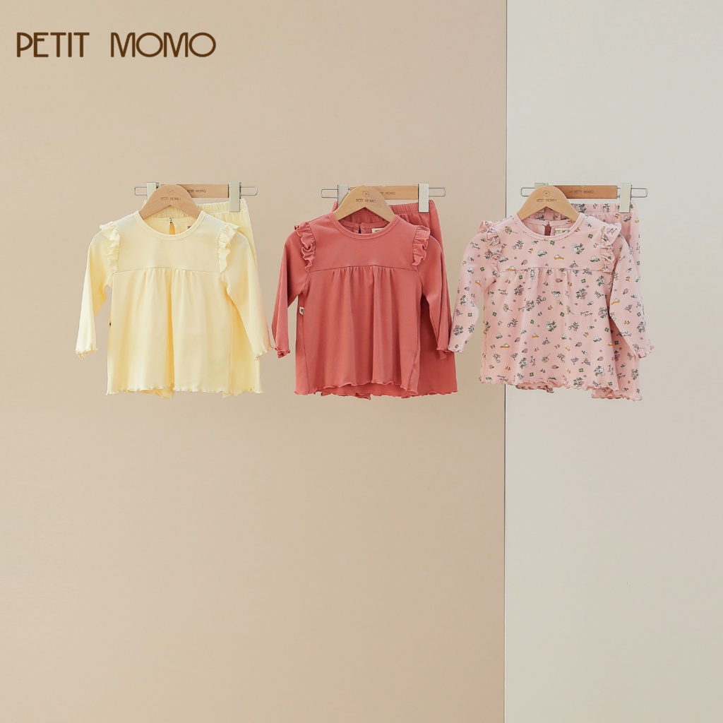 Bộ Quần Áo Bé Gái Mặc Nhà PETIT MOMO Vải Thun Cotton Mềm Mịn H122