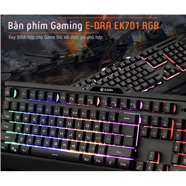 Bàn phím giả cơ E-DRA EK701 - RGB LED 7 màu