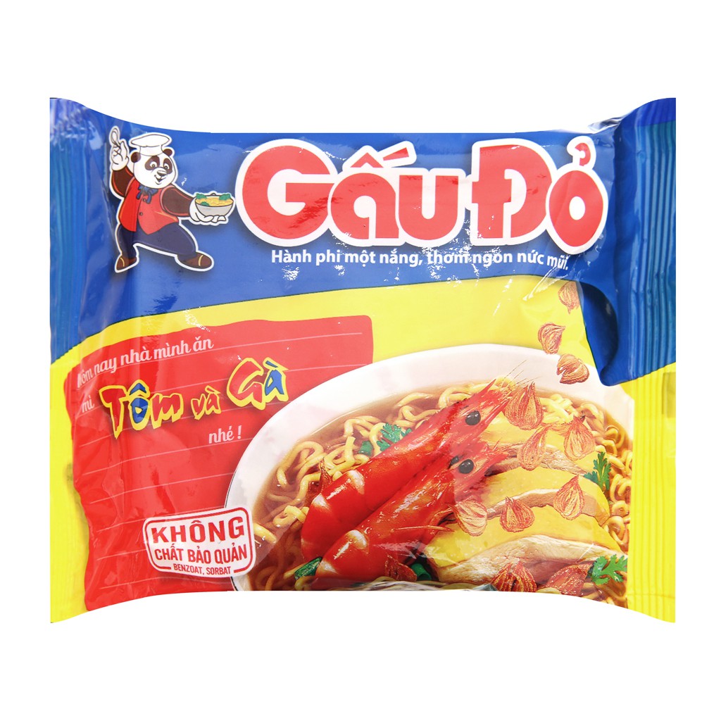 mì gấu đỏ tôm gà 64g 1 block 5 gói