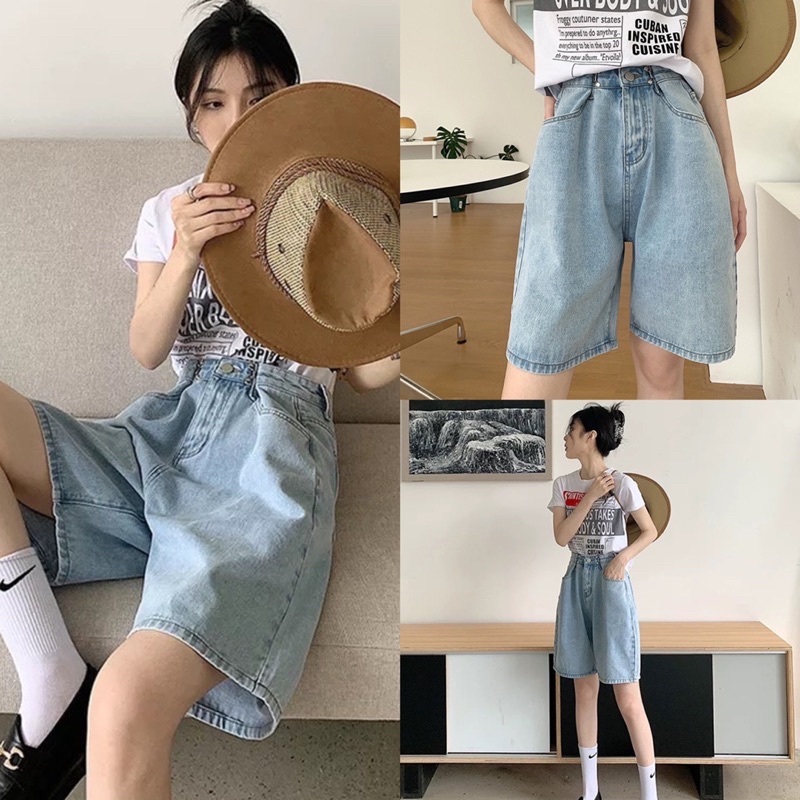 [Ảnh thật/Video]QUẦN SHORT JEAN GÀI EO MAY GẤU PHONG CÁCH HÀN QUỐC QUẦN ĐÙI BÒ BASIC DỄ PHỐI ĐỒ