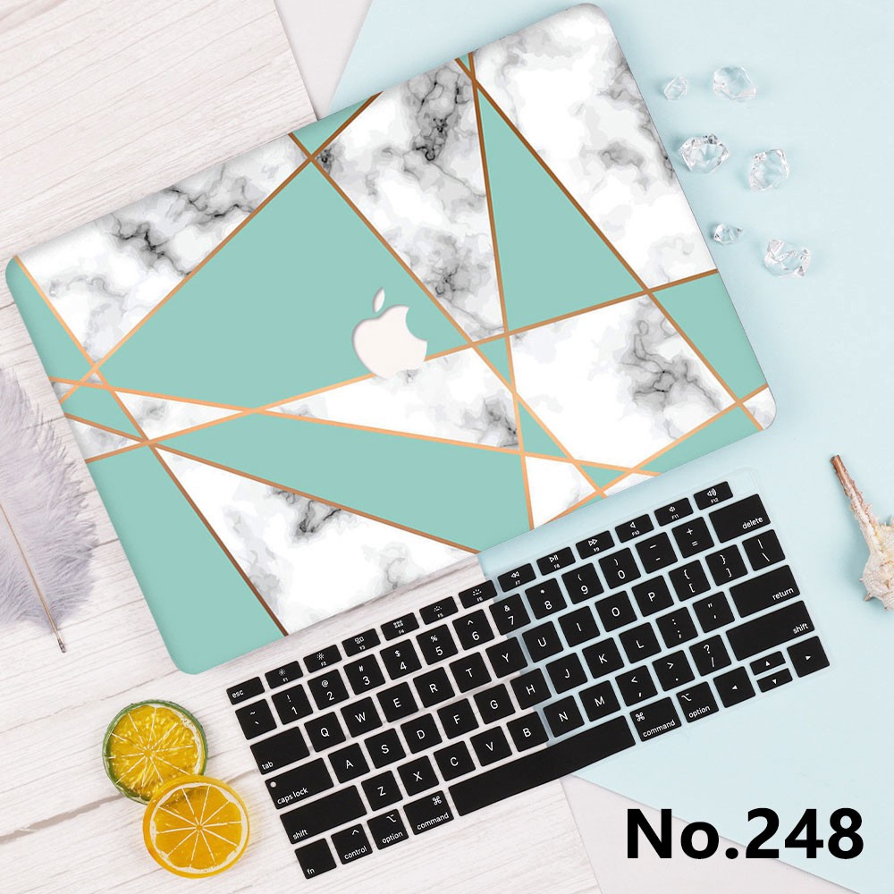 Geometric Marble Hollow logo Print Hard Case for New Macbook Pro 13 15 A2159 A1706 Mac Air 13&quot; A1932 with Keyboard Cover