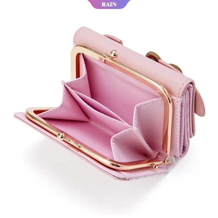 Ví Da PU 11Cm Họa Tiết Hoạt Hình My Melody Hello Kitty Cinnamoroll Pom Pom Purin Kawaii Có Khóa Kéo Dễ Thương Cho Nữ [Srain]