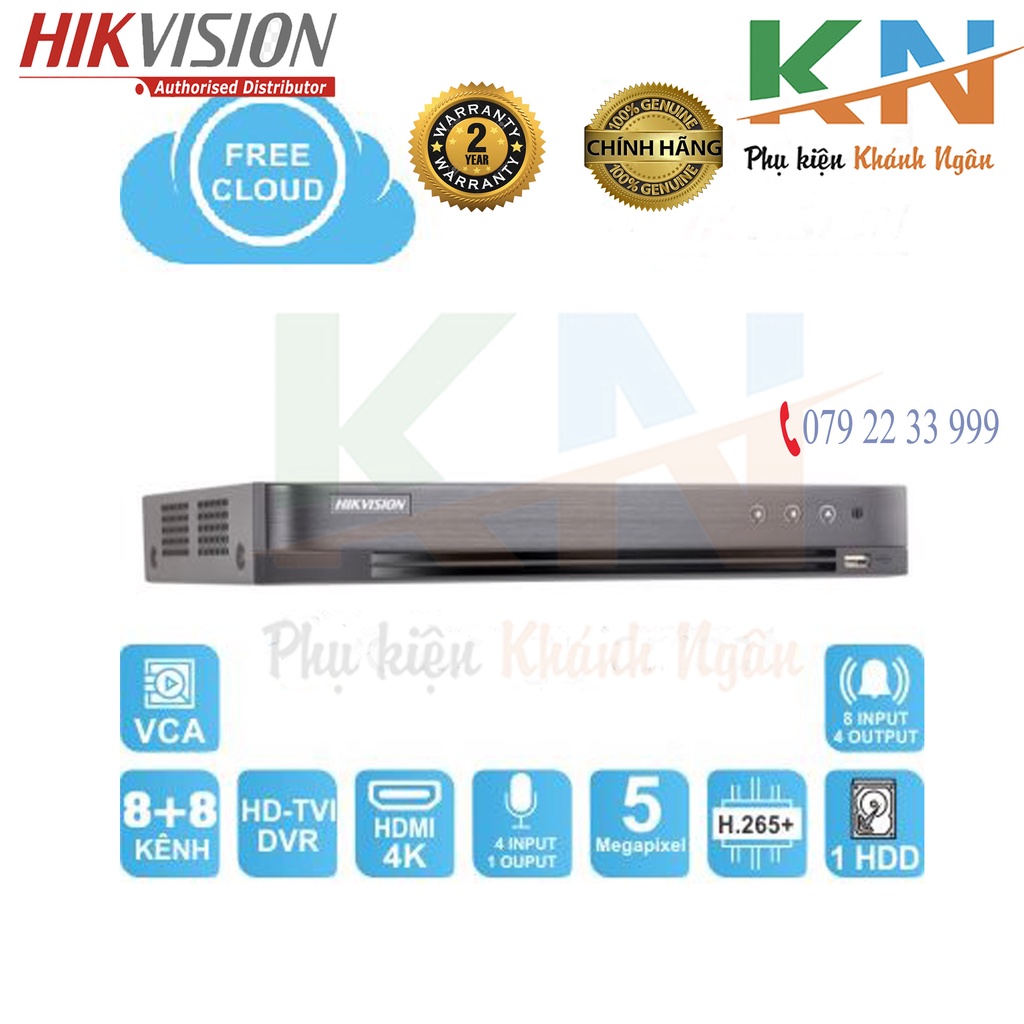 Đầu ghi hình Hikvision DS - 7208 HUHI - K1/E HDTVI cho mắt camera 5.0MP có 8 kênh