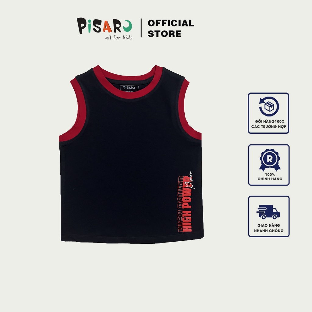 Áo ba lỗ bé trai bé gái PisaroKids 100% Cotton, áo thun trẻ em cao cấp co dãn mềm mịn