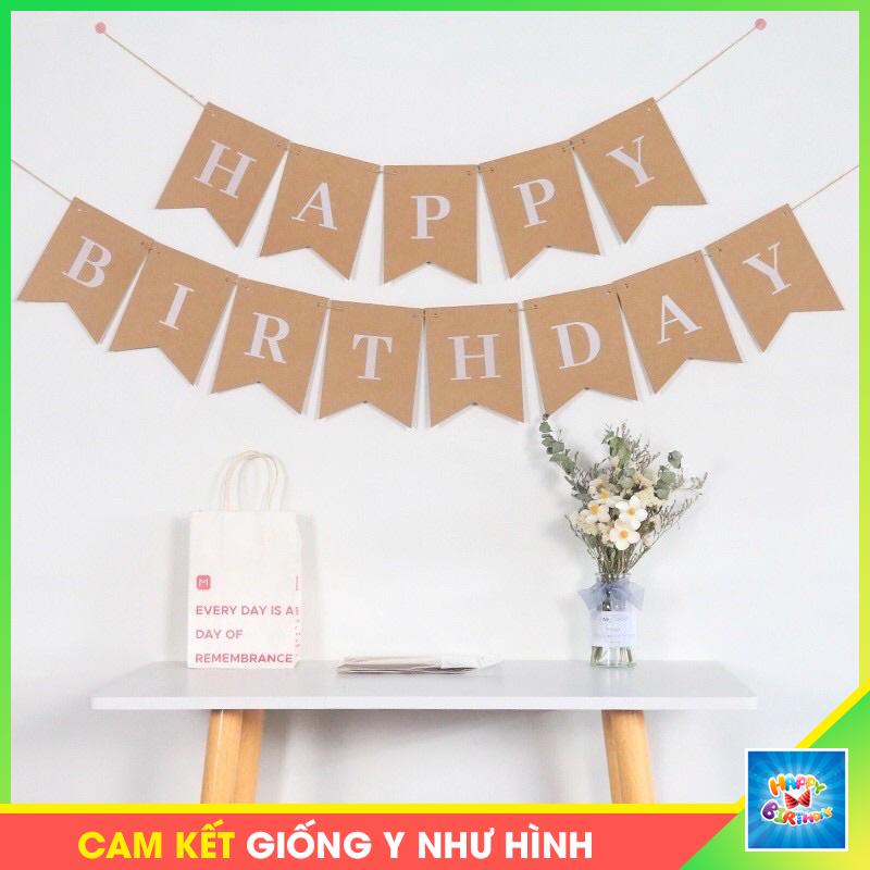 Dây Happy Birthday bìa giấy màu nâu trang trí set sinh nhật Hàn Quốc