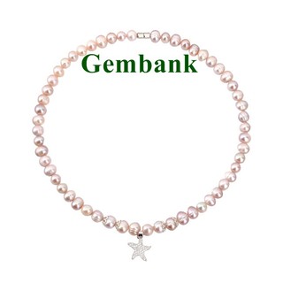 Dây Chuyền Ngoc Trai Hồng Tím Mặt Sao Biển Trắng GEMBANK