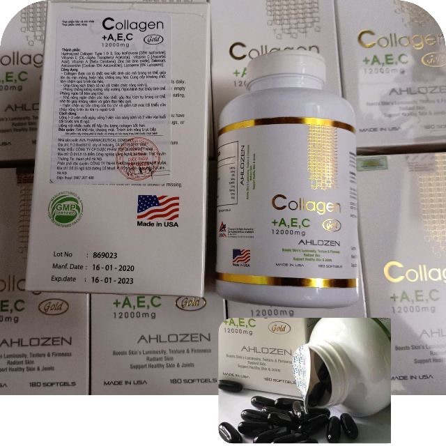 ✅  Viên uống Collagen AEC Ahlozen Gold 12000mg✅ 180 viên của Mỹ.