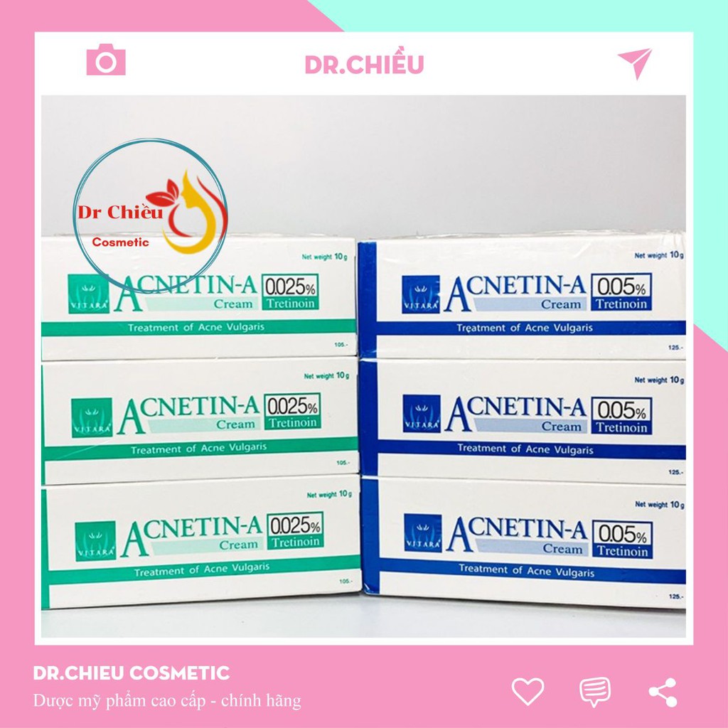 Acnetin A ⚜️CHÍNH HÃNG⚜️ Kem ngừa mụn chống lão hóa da Acnetin A 0.05% 10g