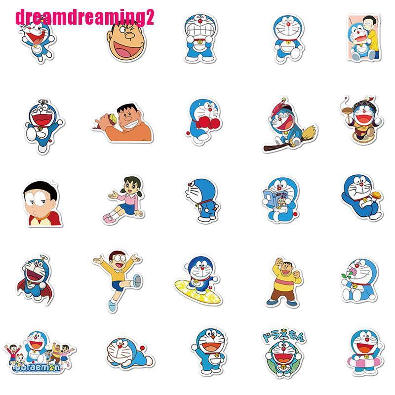 Bộ 50 Miếng Dán Trang Trí In Hình Doraemon Dễ Thương